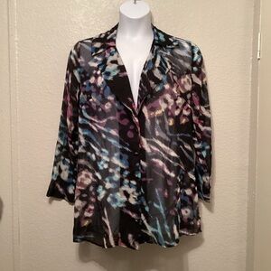 Bison Bison Multicolor Sheer Women's Top L
